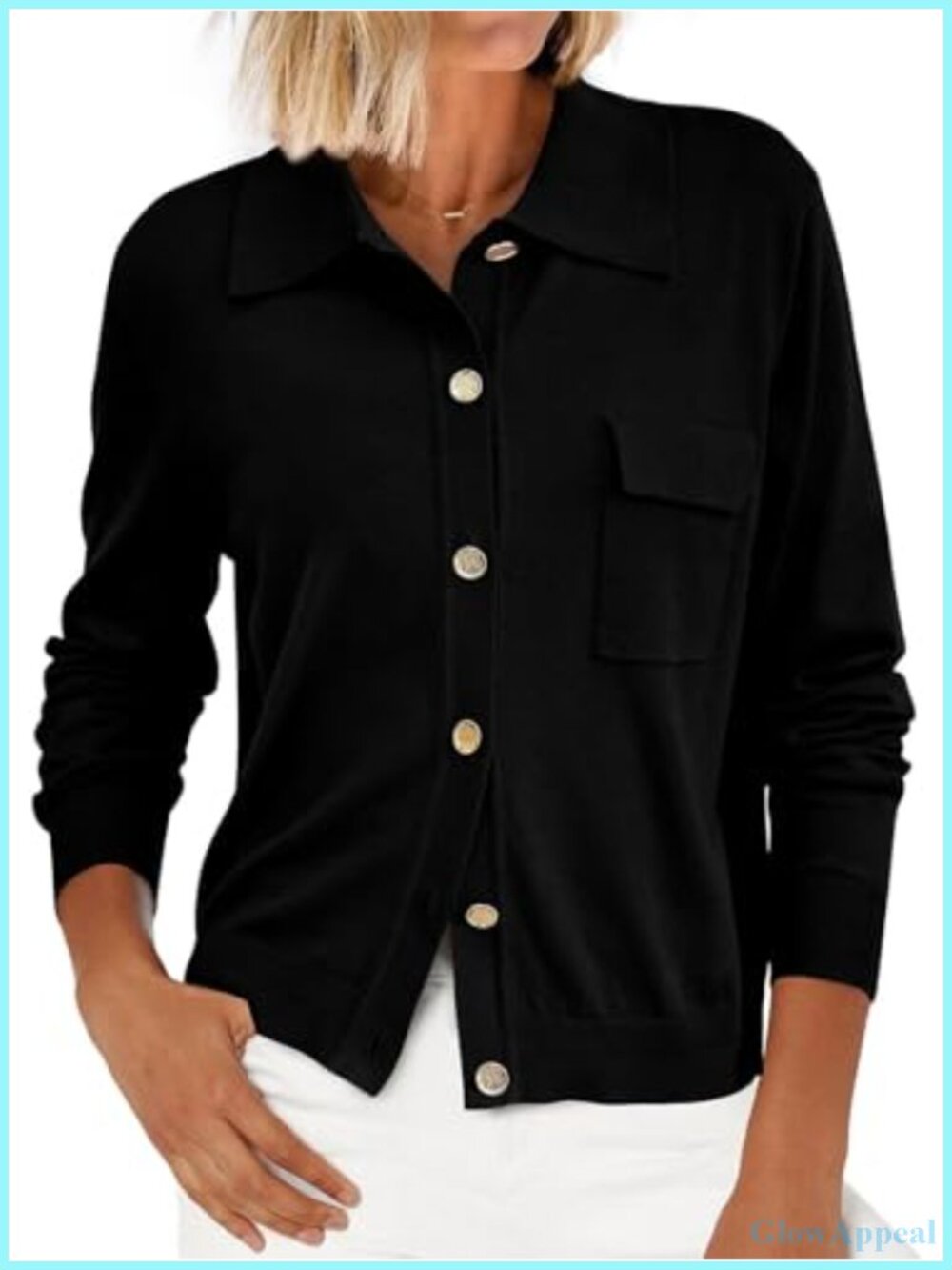 Lightweight Ribbed Knit Button Down Cardigan for Women with Pockets